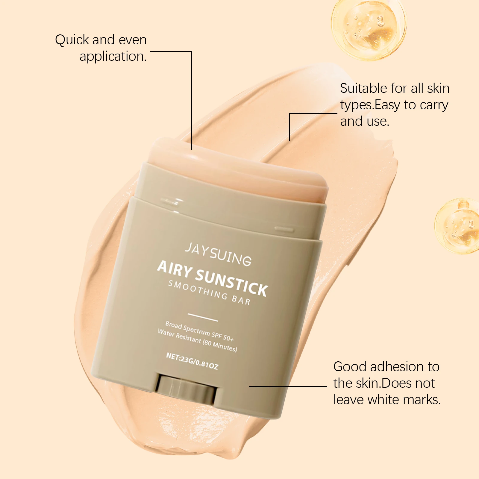كريم وجه مرطب على شكل عصا مع واقي شمس للوجه والجسم، عصا شمسية غير لامعة بعامل حماية SPF 50+، كريم واقي من الأشعة فوق البنفسجية، منعش ومرطب ومقاوم للماء - الصورة 4