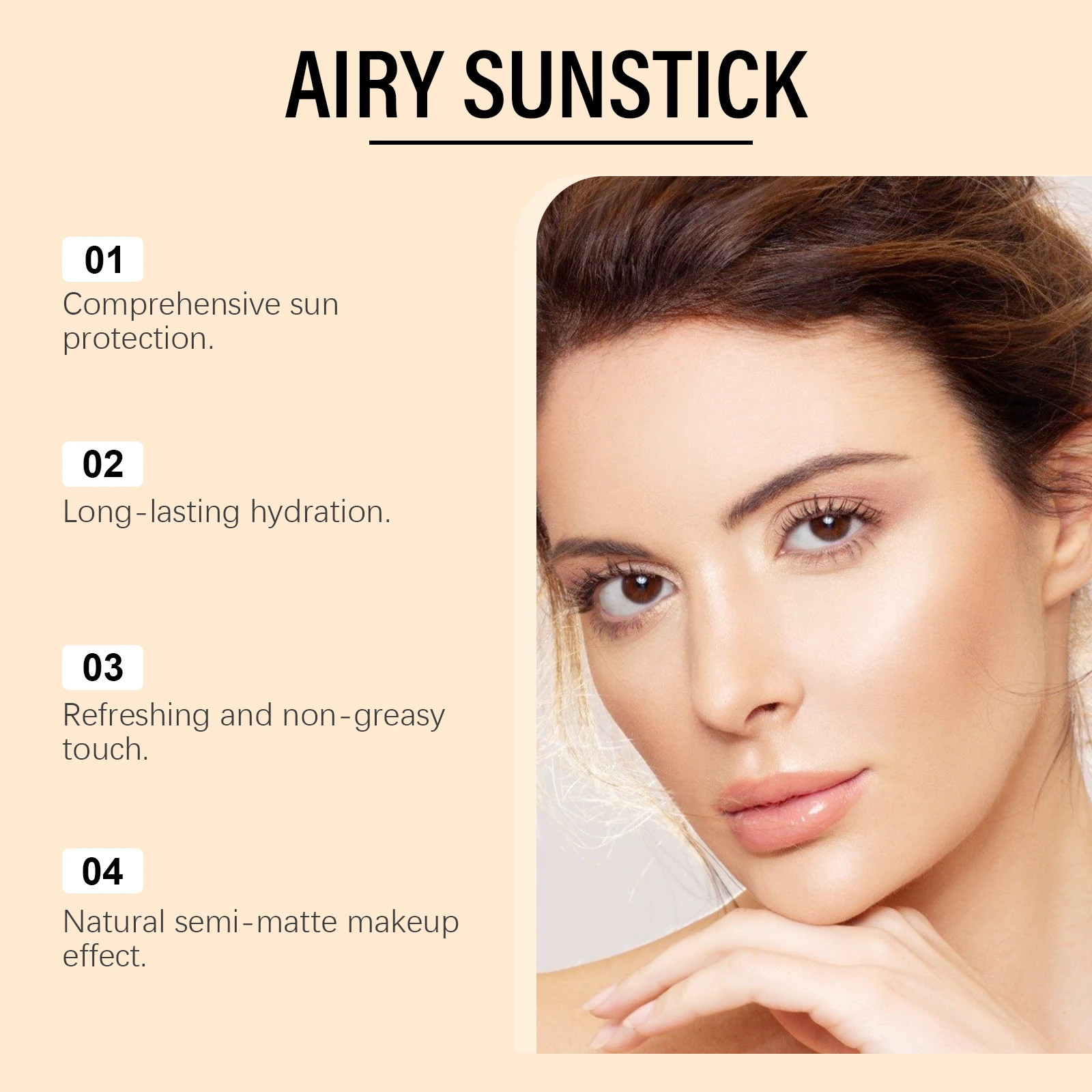 كريم وجه مرطب على شكل عصا مع واقي شمس للوجه والجسم، عصا شمسية غير لامعة بعامل حماية SPF 50+، كريم واقي من الأشعة فوق البنفسجية، منعش ومرطب ومقاوم للماء - الصورة 3