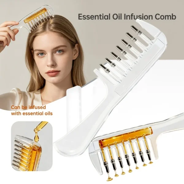 مشط شفاف محمول لتطبيق السوائل على جذور الشعر، مشط تدليك فروة الرأس، فرشاة زيت الشعر والسيروم، أداة العناية بالشعر مضادة للتسرب